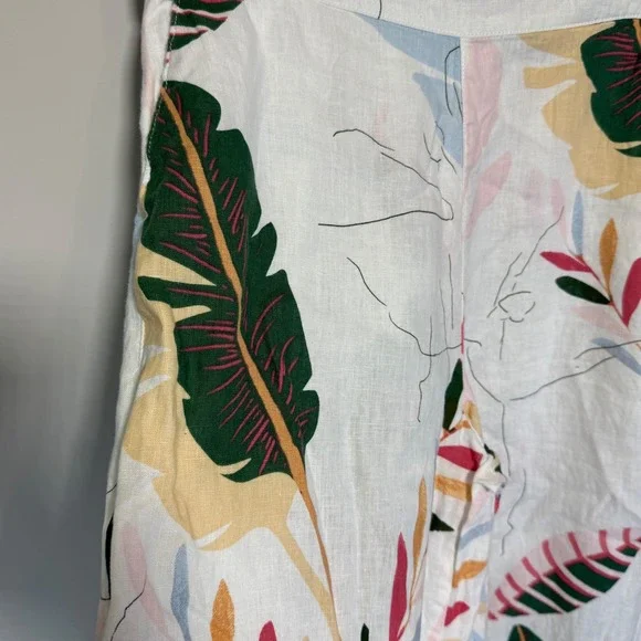 Cynthia Rowley‎ Pants Women's Large 100% Linen Angled Pocket Cropped Capris - Picture 4 of 5